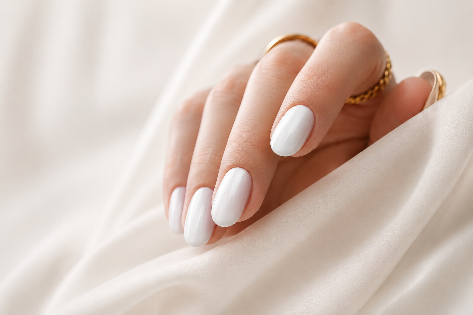 Main avec manucure élégante réalisée par BYKATNAILS